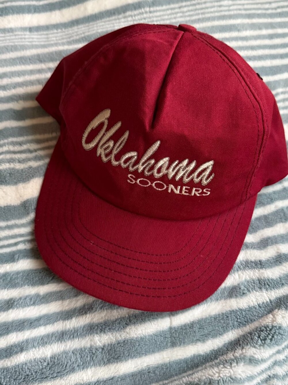 Vintage Oklahoma Sooners Script Made in USA Red Baseball Cap